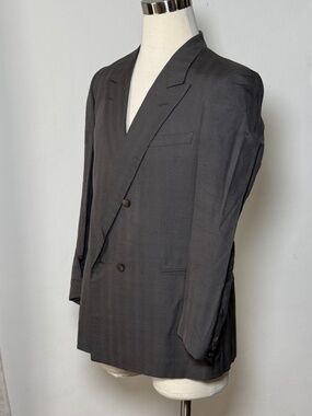 Vintage Yves Saint Laurent YSL 100% Silk Gray Pinstripe Blazer Italy – MOP Butto